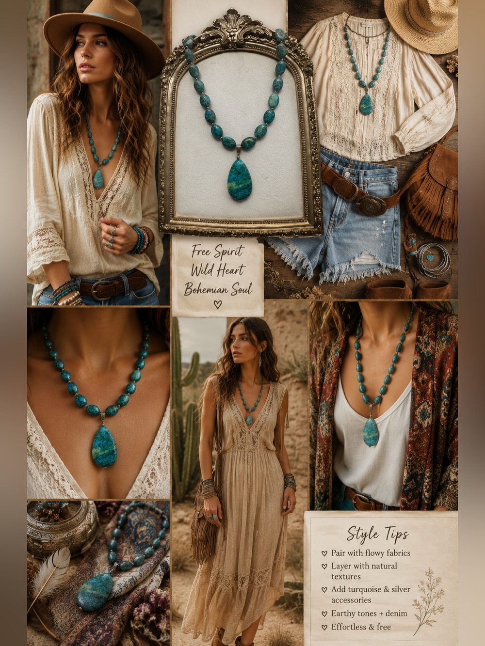 Stauer Earth & Sea Chrysocolla Statement Necklace with Pendant